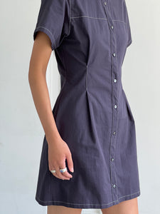 A Bronze Age Sloane Dress, Short Sleeve Mini Dress, Button-Up | Made in Canada -Dresses-abronzeage.com