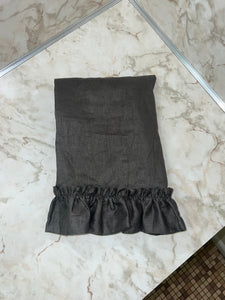 A Bronze Age Soufflé Tea Towel Classic Kitchen Linen Ruffle Trimmed | Handcrafted in Vancouver Canada-Accessory-Charcoal Linen-abronzeage.com