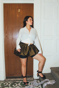 A Bronze Age Spade Skirt, Elasticated Balloon Mini Skirt with Gathers | Handcrafted in Vancouver Canada-Skirts-abronzeage.com