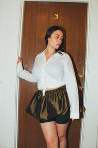 A Bronze Age Spade Skirt, Elasticated Balloon Mini Skirt with Gathers | Handcrafted in Vancouver Canada-Skirts-abronzeage.com