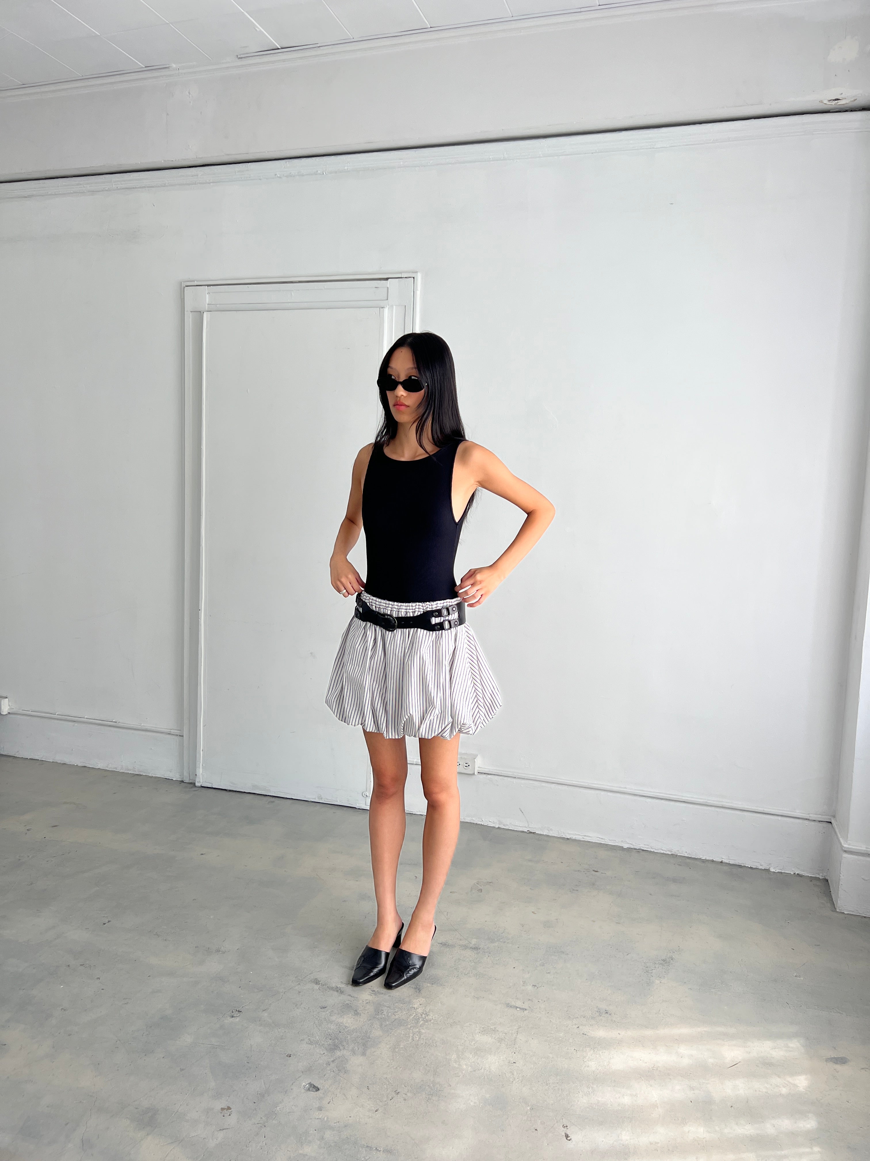 A Bronze Age Spade Skirt, Elasticated Balloon Mini Skirt with Gathers | Made in Canada-Skirts-abronzeage.com