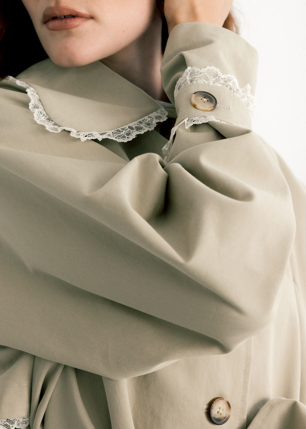 Stockholm Water-Resistant Cropped Trench with Lace Trim - Made in Canada-Jackets and Vests-abronzeage.com