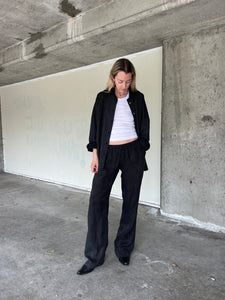 A Bronze Age Street Pant, Mid-Low Rise Drawcord Straight Leg Cotton Pants | Handcrafted in Vancouver Canada-Pants-abronzeage.com