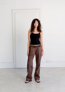 A Bronze Age Street Pant, Mid-Low Rise Drawcord Straight Leg Cotton Pants | Handcrafted in Vancouver Canada-Pants-Mink-XS-abronzeage.com