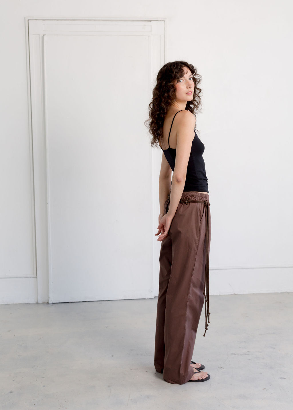 A Bronze Age Street Pant, Mid-Low Rise Drawcord Straight Leg Cotton Pants | Handcrafted in Vancouver Canada-Pants-abronzeage.com