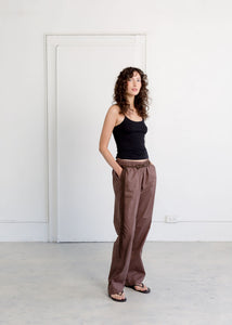 A Bronze Age Street Pant, Mid-Low Rise Drawcord Straight Leg Cotton Pants | Handcrafted in Vancouver Canada-Pants-abronzeage.com