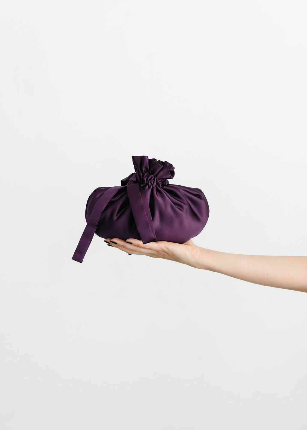 A Bronze Age The Dumpling Bag, Satin Mini Evening or Makeup Bag, Canada-Handbags-Plum-abronzeage.com