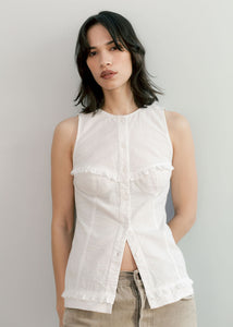 A Bronze Age Tomorrow Top, Sleeveless Balconette Bra Detail | Made in Canada -Tops-Solstice White-XS-abronzeage.com