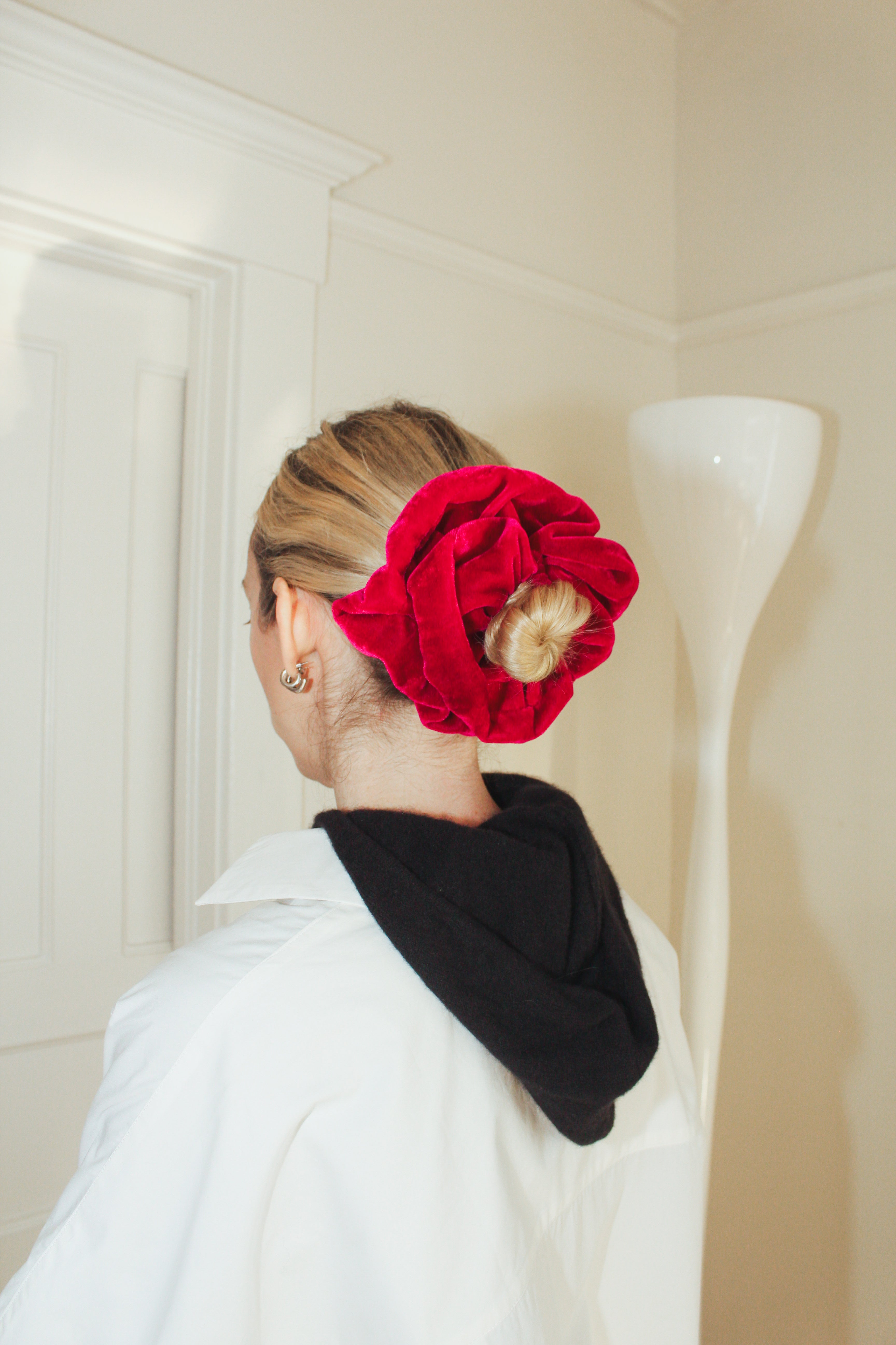 A Bronze Age Oversized Velvet Hair Scrunchie, Canada-Hair-Ruby Velvet-LRG-abronzeage.com