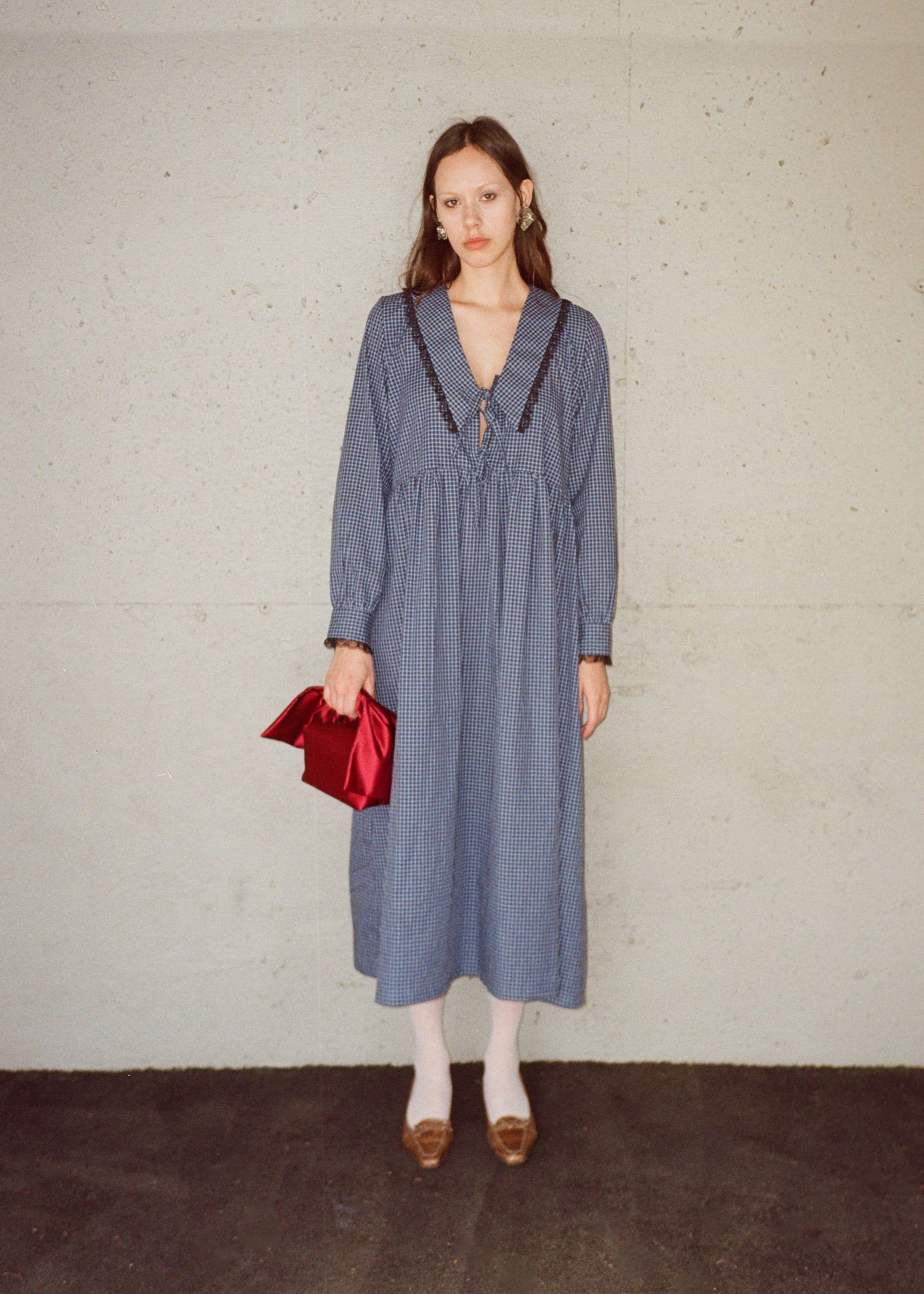 Woolf Sailor Collar with Lace Trim Longsleeve Dress - Ready To Ship-Dresses-Lou Gingham-XS-abronzeage.com