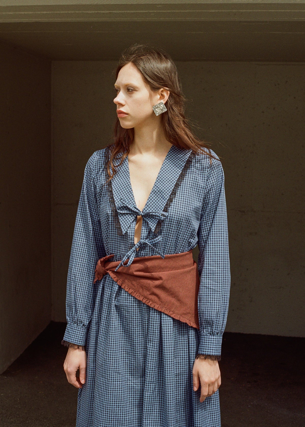 Woolf Long Sleeve Dress with Lace Trim and Sailor Collar | Made in Canada-Dresses-abronzeage.com