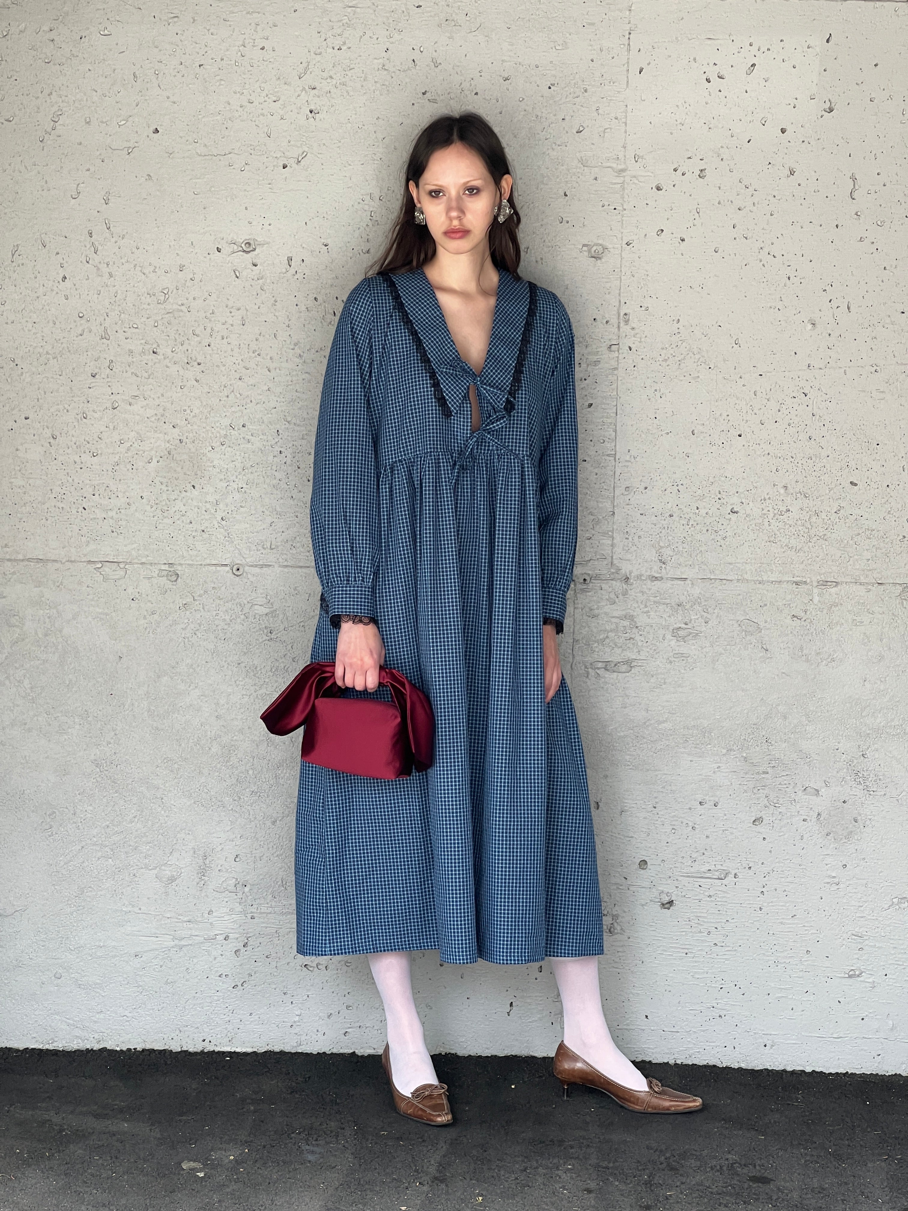 Woolf Sailor Collar with Lace Trim Longsleeve Dress - Ready To Ship-Dresses-abronzeage.com