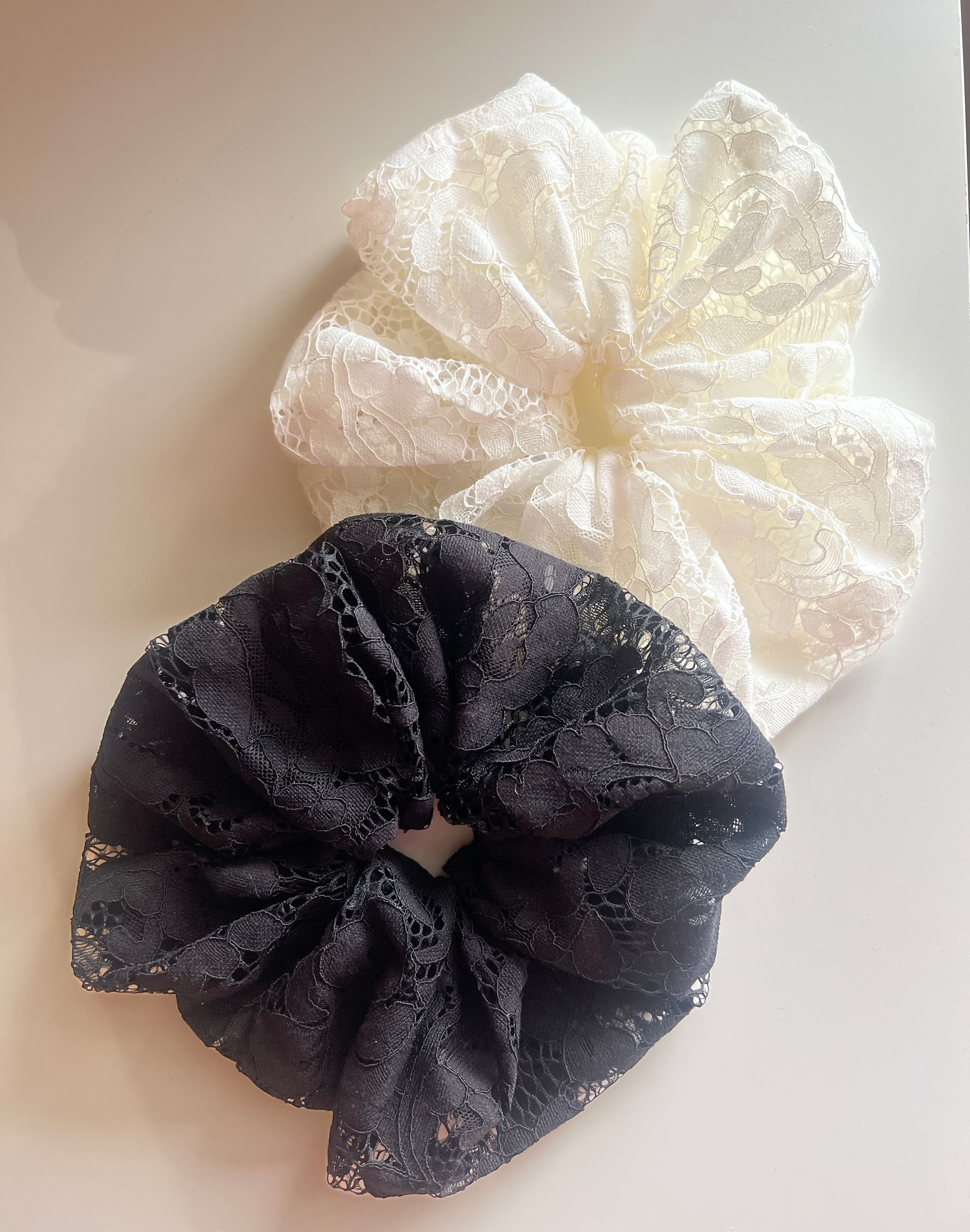 A Bronze Age Oversized Specialty Hair Scrunchie, Canada-Hair-Black Lanai Lace-L-abronzeage.com
