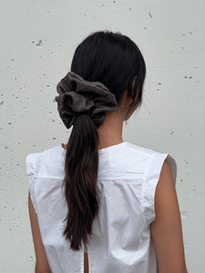 A Bronze Age Linen Oversized Scrunchie, Hair Accessory, Canada-Hair-Charcoal-Large-abronzeage.com