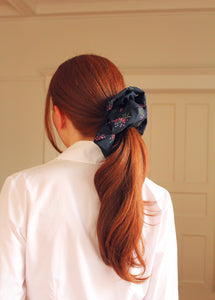 A Bronze Age Oversized Cotton Hair Scrunchie, Canada-Hair-Navy Bouquet-LRG-abronzeage.com