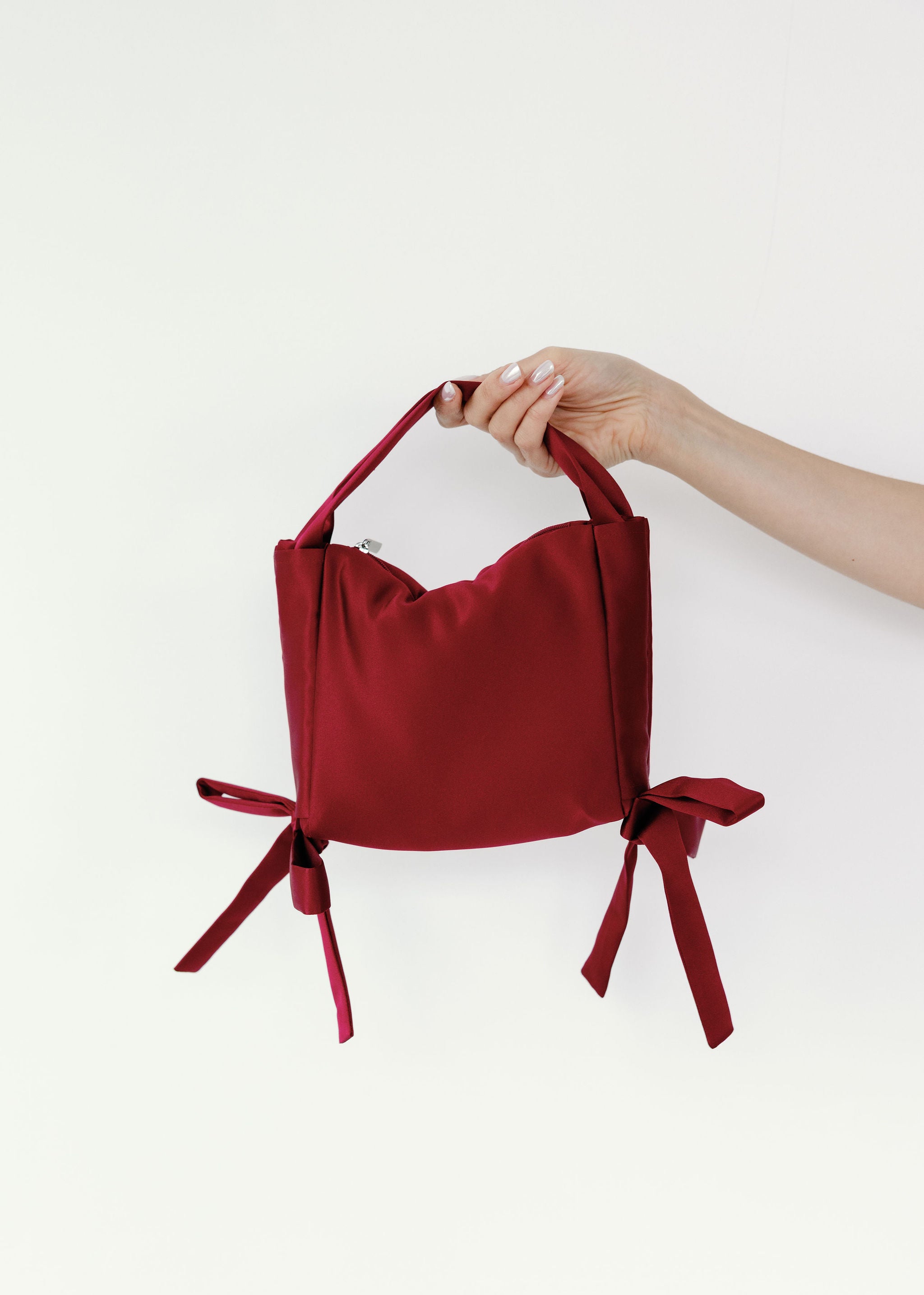 A Bronze Age Yuki Bag, Satin Handbag Bow Detail, Canada-Handbags-Bordeaux-abronzeage.com