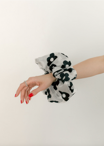 A Bronze Age Oversized Organza Hair Scrunchie, Canada-Hair-Black Bloom-LRG-abronzeage.com
