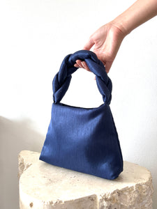 A Bronze Age Braidy Bag, Evening Bag with Braided Handle, Canada-Handbags-Navy-abronzeage.com