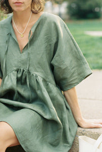 A Bronze Age Marlowe Dress, Relaxed Short Tunic Dress, Canada-Dresses-Lichen Linen-LRG-abronzeage.com