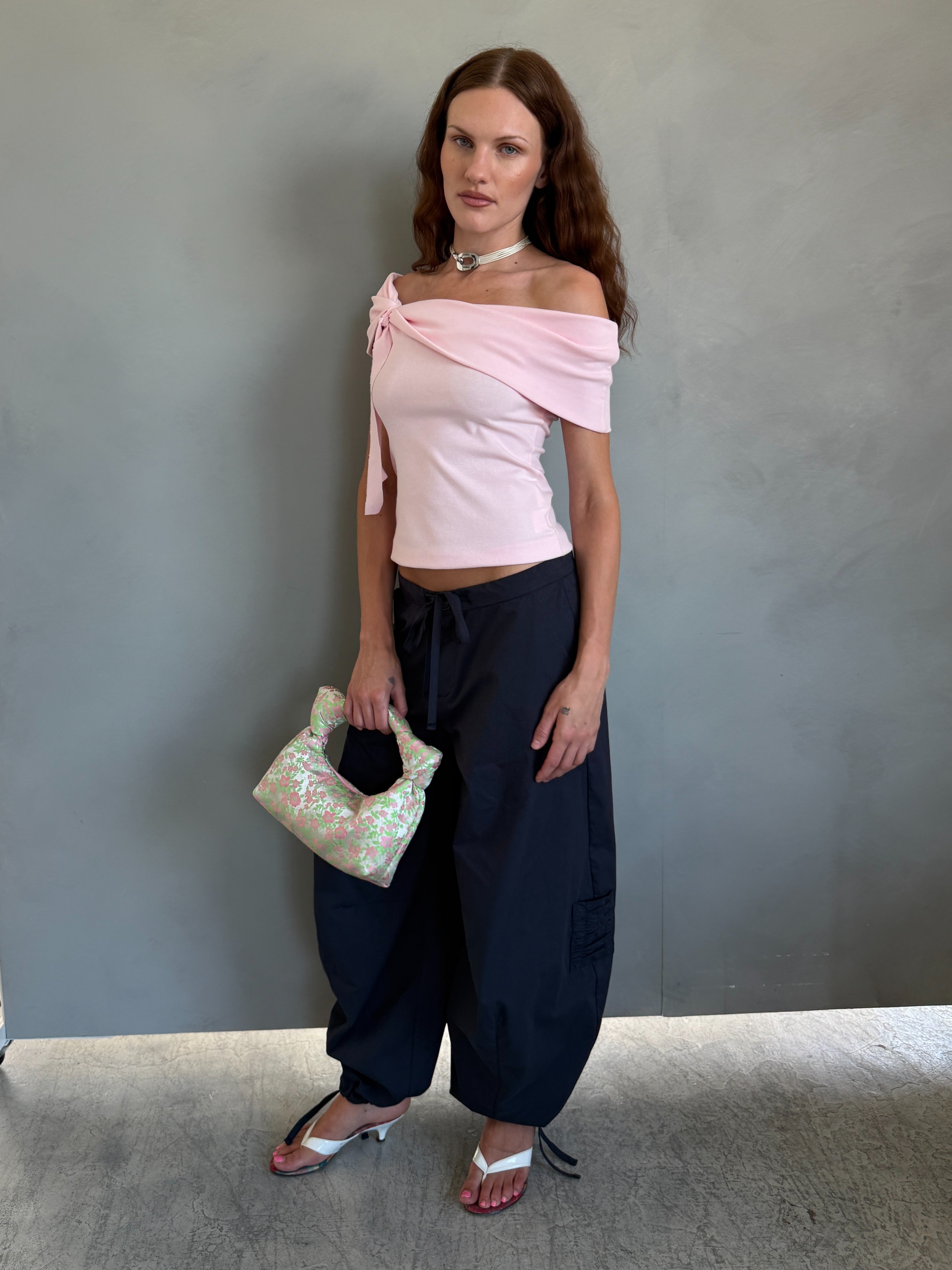 Celine Off-the-Shoulder Removable Tie Top | Made in Canada-Tops-Rosie Pink-XS-abronzeage.com