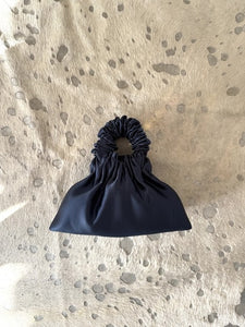 A Bronze Age Halo Mini Satin Bag, Scrunchie Evening Purse, Canada-Handbags-Navy-abronzeage.com