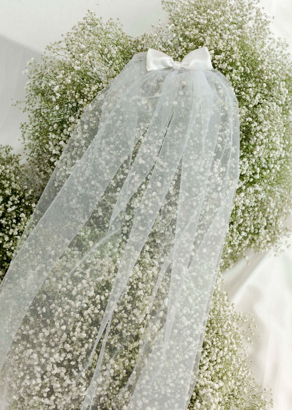 A Bronze Age Audrey Veil, Short Rounded Bridal Veil w/ Satin Bow, Canada-Hair-abronzeage.com