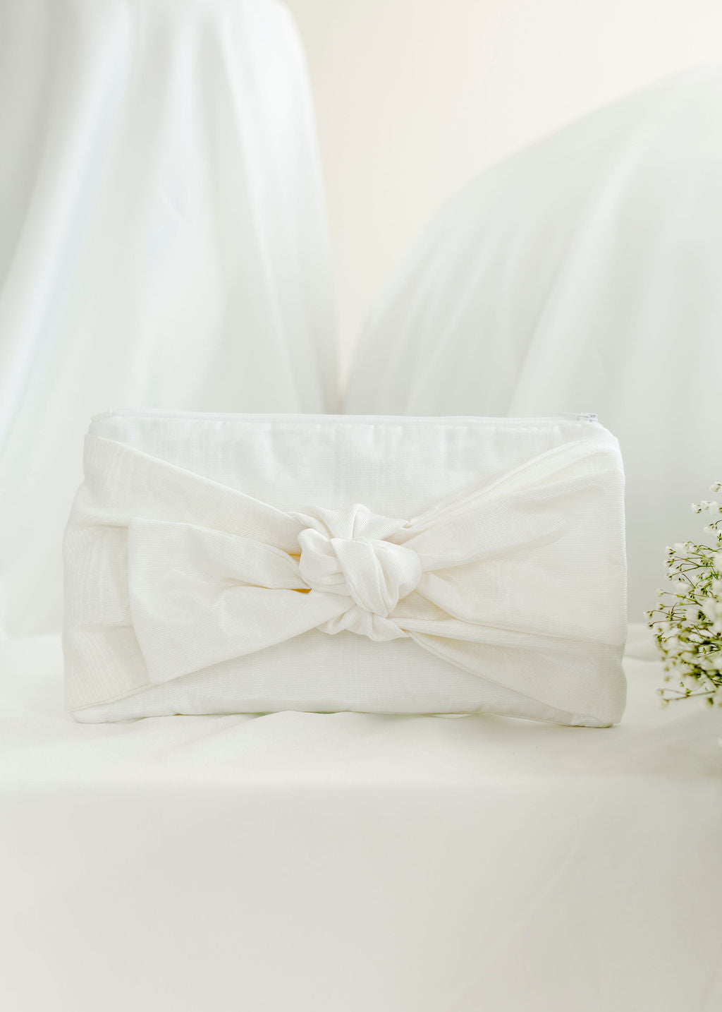 A Bronze Age Bow Clutch, Moiré Zip Top Evening Bag Clutch, Canada-Handbags-Snow Moire-abronzeage.com