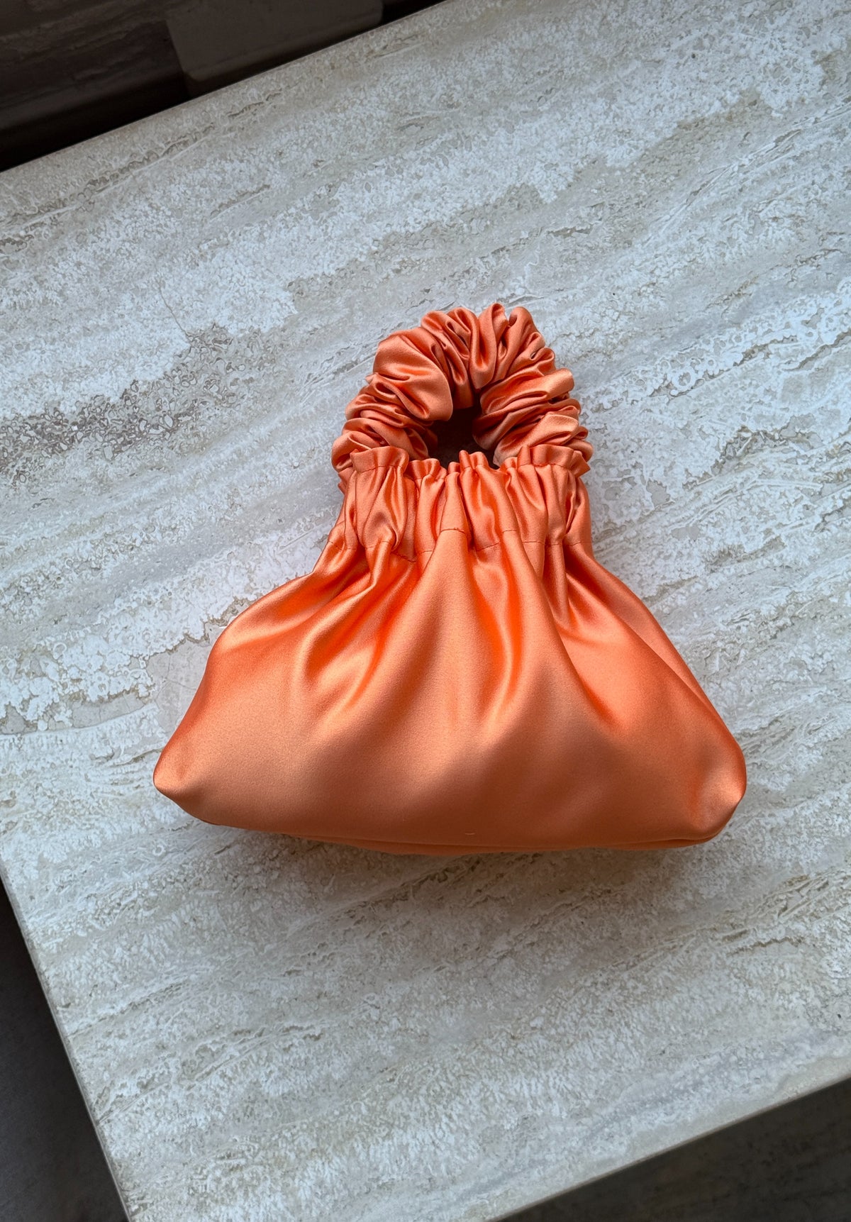A Bronze Age Halo Mini Satin Bag, Scrunchie Evening Purse, Canada-Handbags-Tangerine-abronzeage.com