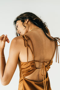 A Bronze Age Heartbreak Slip Dress, Midi Open Back, Canada-Dresses-abronzeage.com