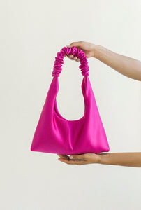 A Bronze Age Mini Y2K Tote, Ruffle Handle Evening Bag, Canada-Handbags-Magenta-abronzeage.com