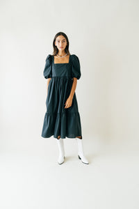 A Bronze Age Serenity Puff Dress, Short Sleeve Cotton Midi, Canada-Dresses-abronzeage.com
