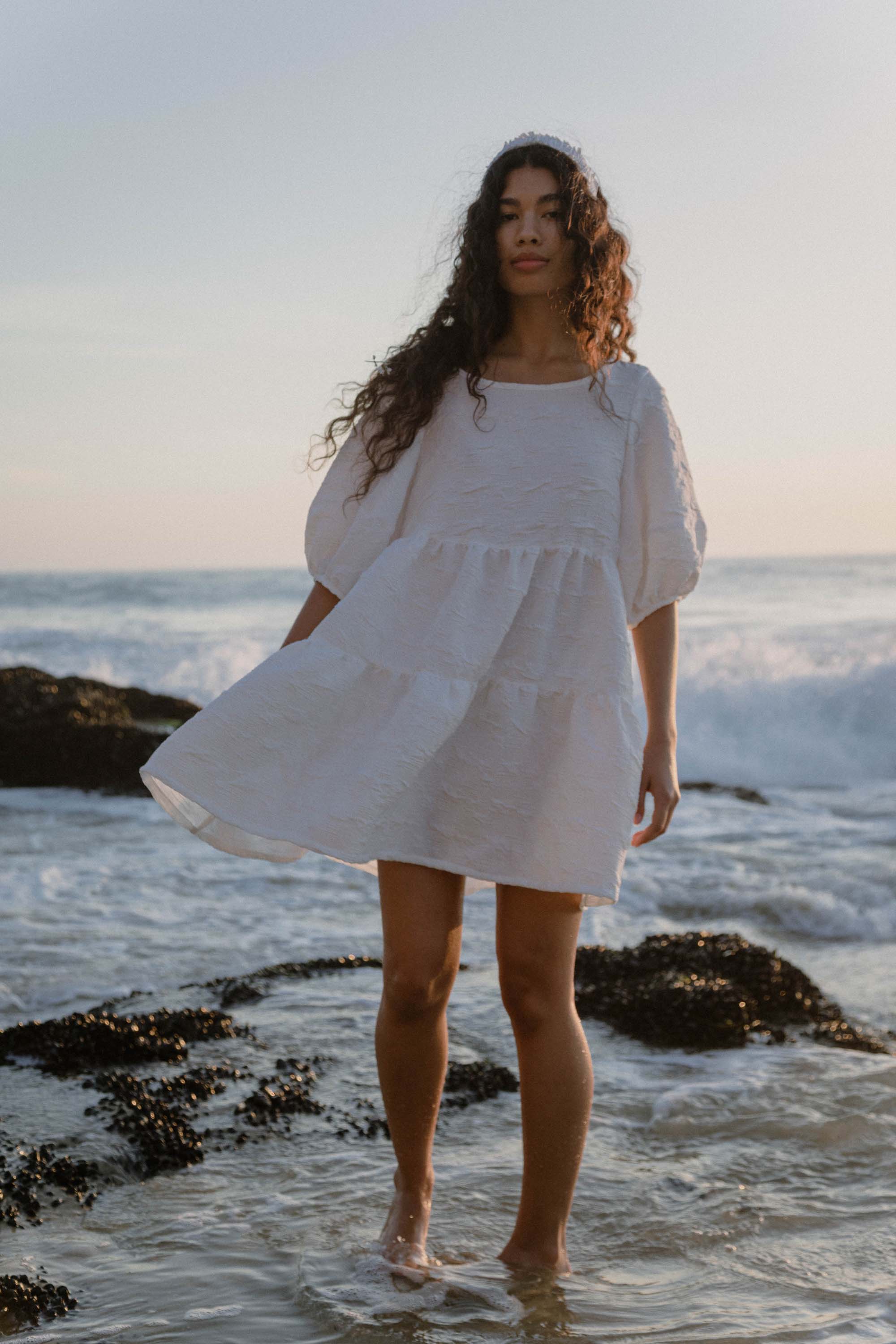 A Bronze Age Nati Dress, Lantern Sleeve Tiered Dress, Canada-Dresses-abronzeage.com