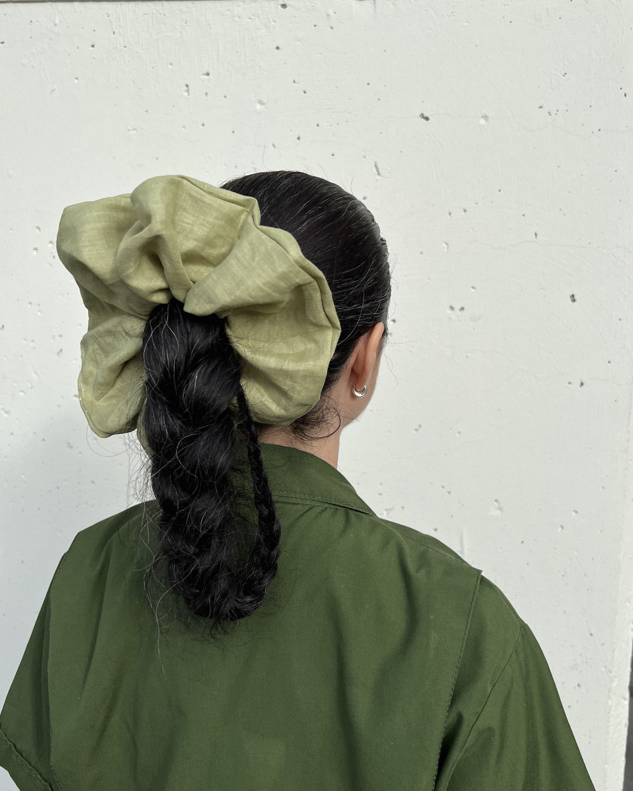A Bronze Age Linen Oversized Scrunchie, Hair Accessory, Canada-Hair-Fern-Large-abronzeage.com