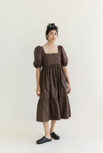 A Bronze Age Serenity Puff Dress, Short Sleeve Cotton Midi, Canada-Dresses-abronzeage.com