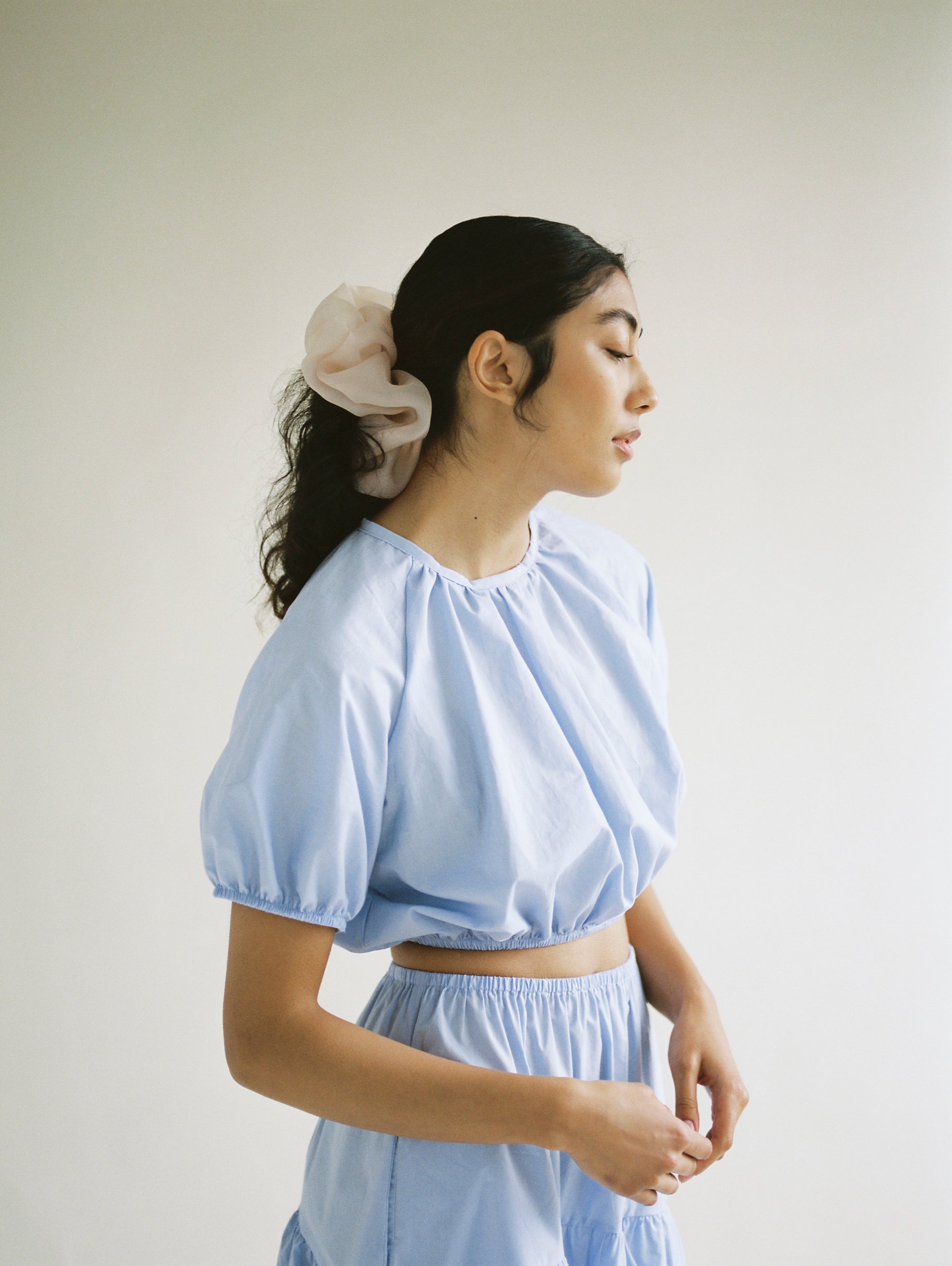 A Bronze Age Rosie Cropped Top, Elastic Hem Short Sleeve, Canada-Tops-abronzeage.com