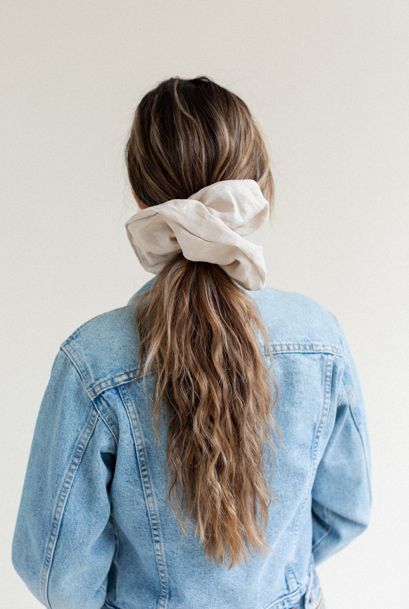 A Bronze Age Linen Oversized Scrunchie, Hair Accessory, Canada-Hair-Almond-Large-abronzeage.com