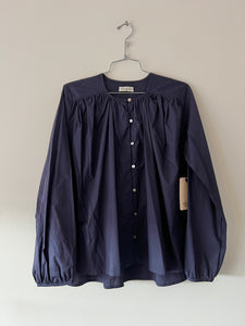 A Bronze Age Easy Blouse, Round Neck Relaxed, Canada-Tops-Navy-SML-abronzeage.com