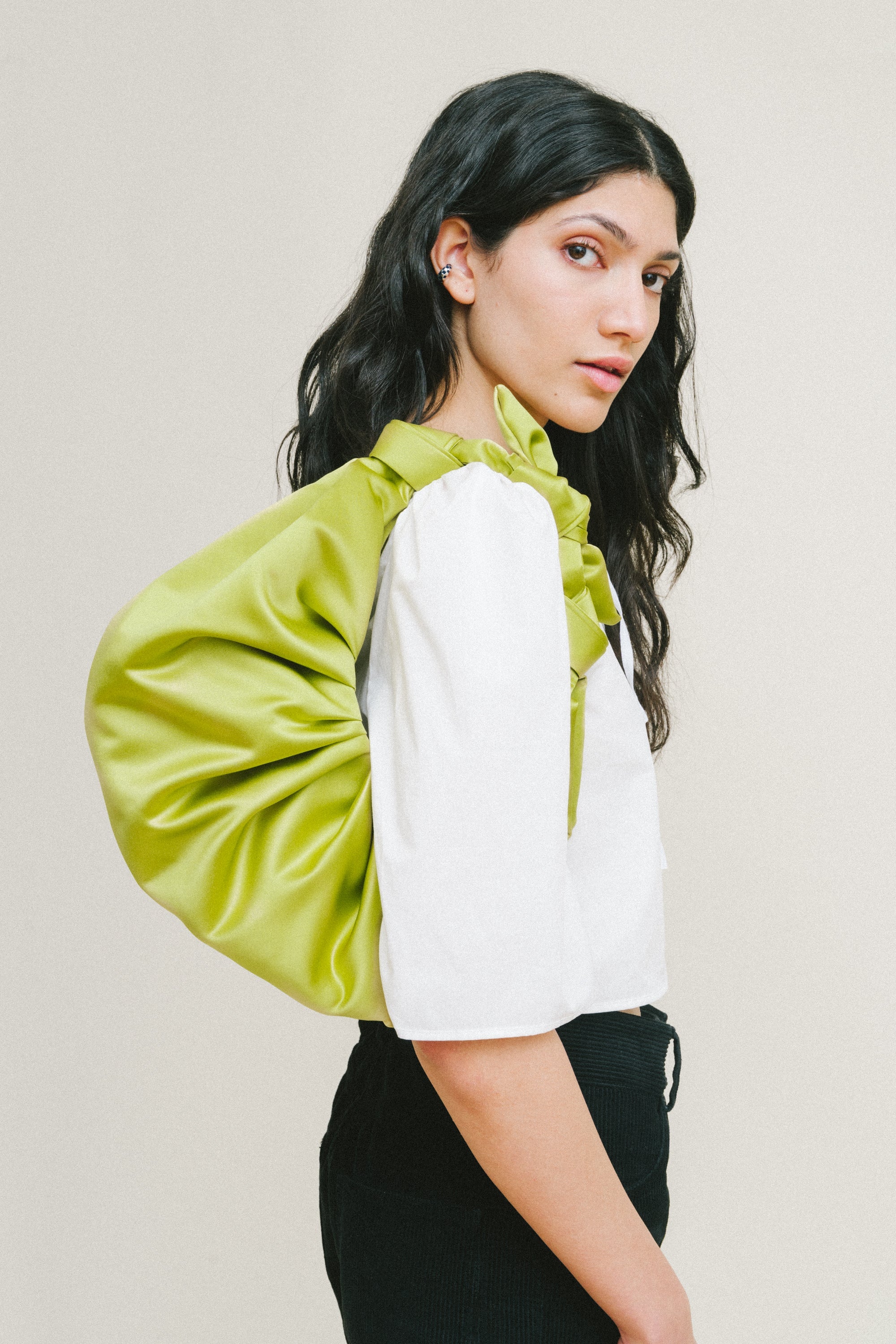 A Bronze Age Kimi Satin Croissant Bag, Large Evening Bag, Canada-Handbags-Citrus-abronzeage.com