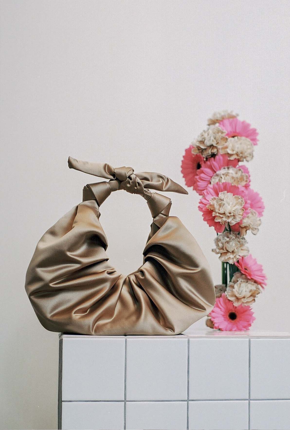 A Bronze Age Kimi Satin Croissant Bag, Large Evening Bag, Canada-Handbags-abronzeage.com