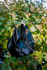 A Bronze Age Kimi Satin Croissant Bag, Large Evening Bag, Canada-Handbags-Black-abronzeage.com
