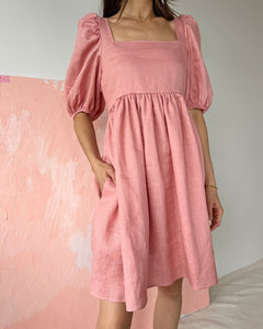 Manon Mini Puff Dress - Linen
