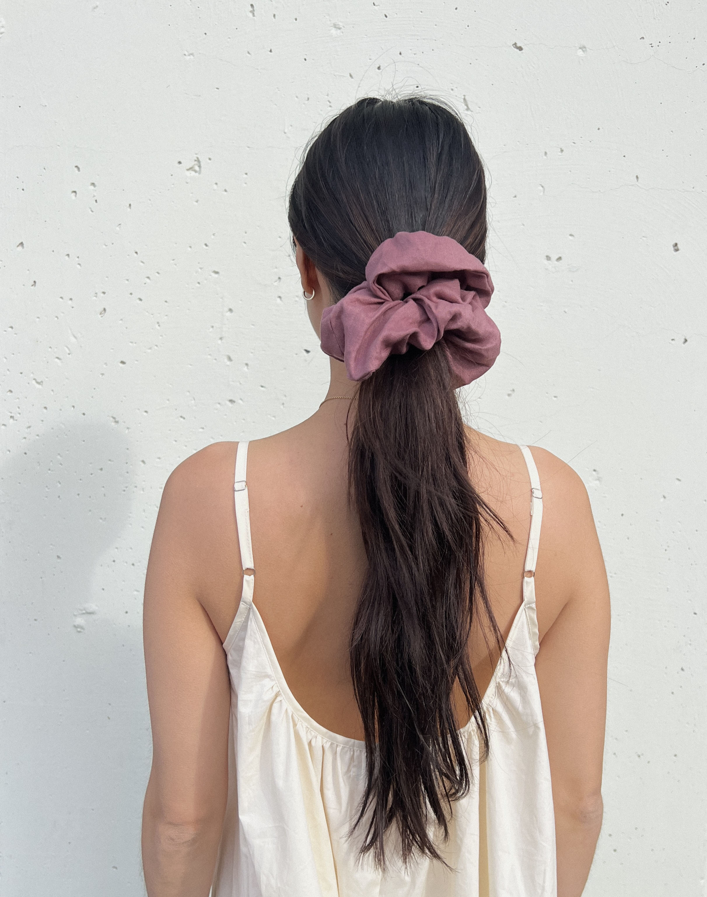 A Bronze Age Linen Oversized Scrunchie, Hair Accessory, Canada-Hair-Mauvewood-Large-abronzeage.com