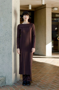 A Bronze Age Eliot Rib Dress, Fitted Sweater Dress, Canada-Dresses-Espresso Rib-XS-abronzeage.com