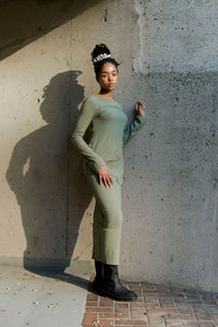 A Bronze Age Confessions Tube Skirt, Fitted Midi Skirt, Canada-Skirts-Matcha Rib-XS-abronzeage.com