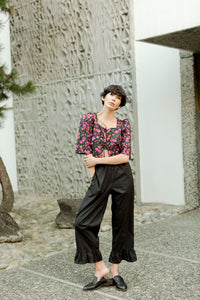 A Bronze Age Harmony Top, Boxy Cropped Blouse, Canada-Tops-Abstract Floral-XS-abronzeage.com