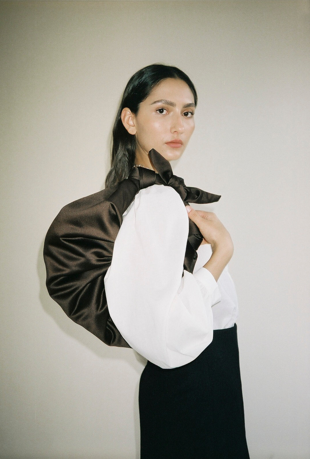 A Bronze Age Kimi Satin Croissant Bag, Large Evening Bag, Canada-Handbags-abronzeage.com