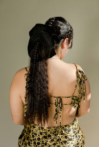 A Bronze Age Oversized Velvet Hair Scrunchie, Canada-Hair-Graphite-LRG-abronzeage.com
